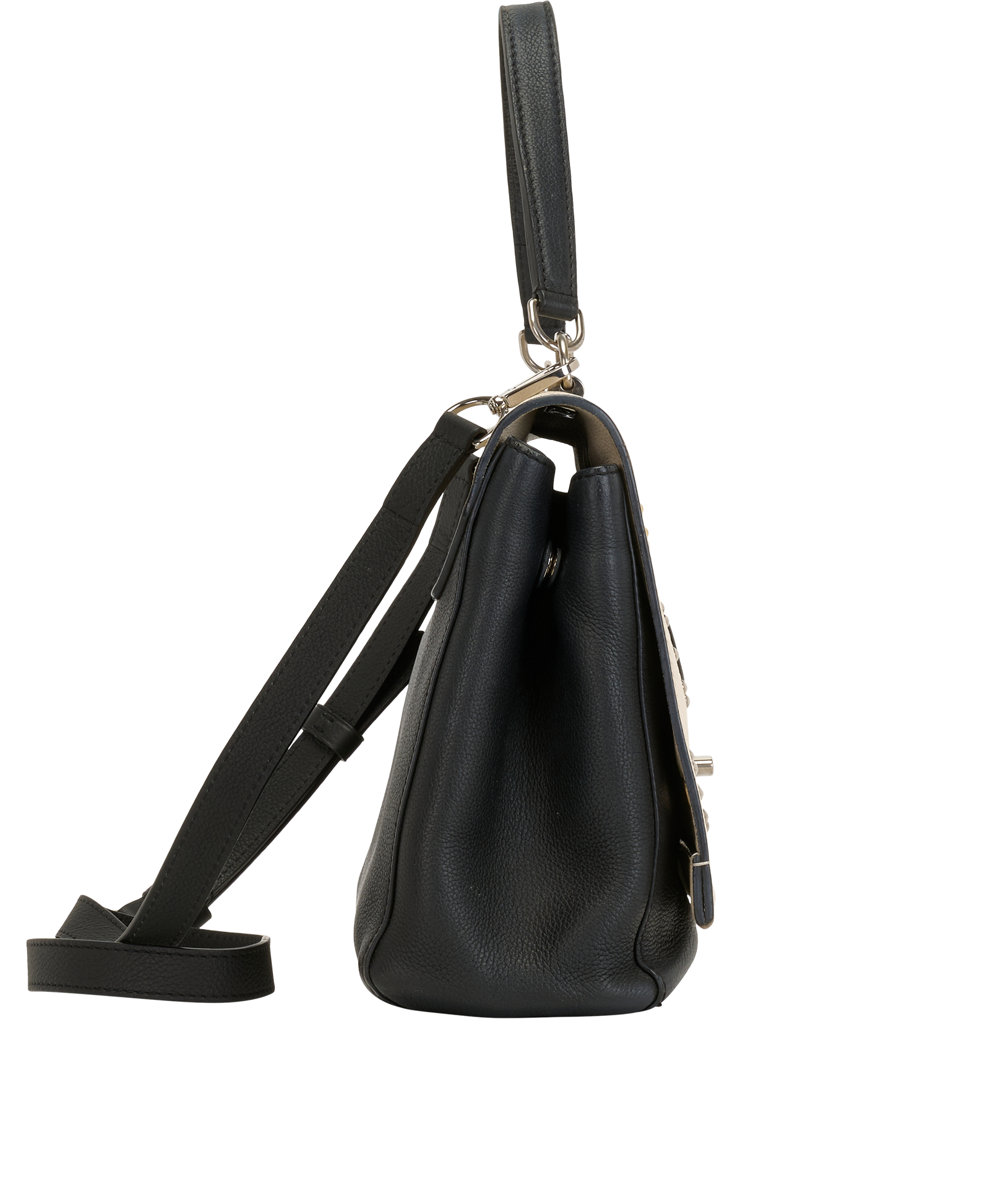 Lock Me Flower Bag, &pound;850, Handbags, Black/Cream, Leather, Side view